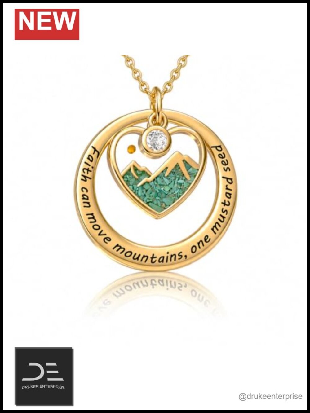14K Gold Plated Mustard Seed Birthstone Necklace Women Christian Religious